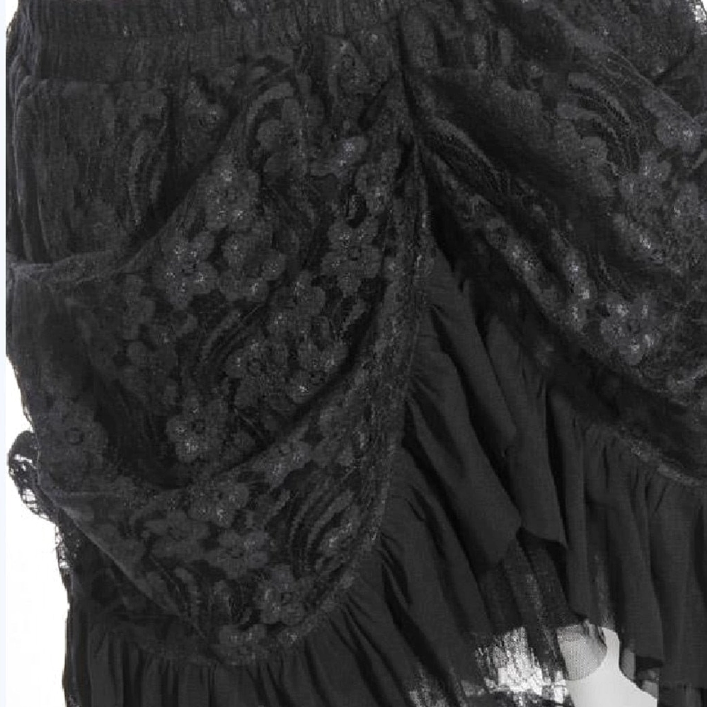 Lace skirt fabric close-up floral design layered ruffle gothic texture