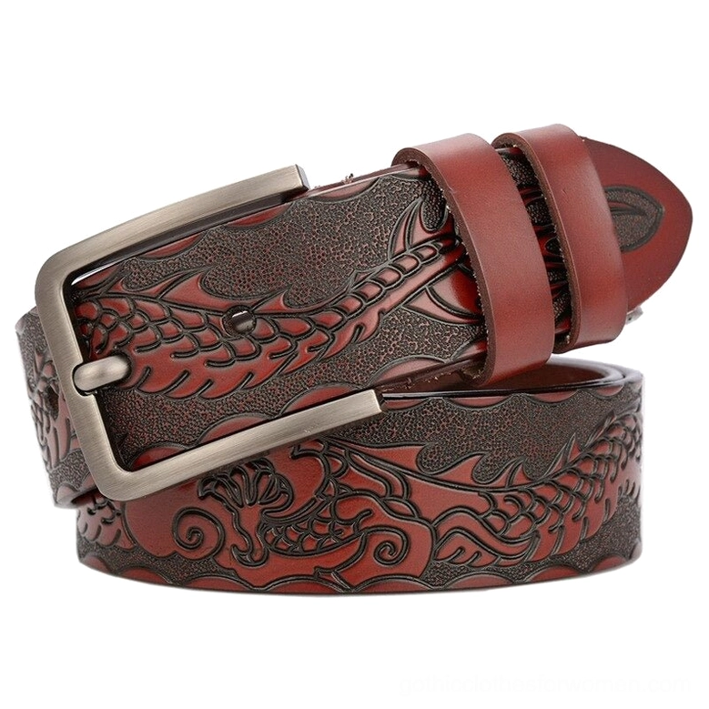 Gothic leather belt back view and internal construction detail showing leather backing and adjustment holes