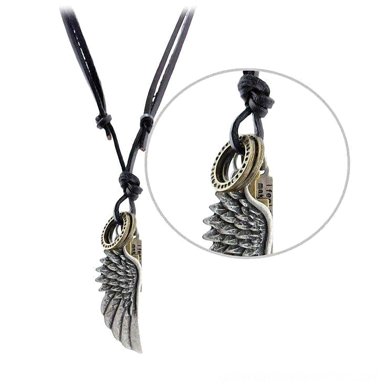 Black leather adjustable gothic choker necklace with full silver-toned multi-charm pendant set, overhead composition