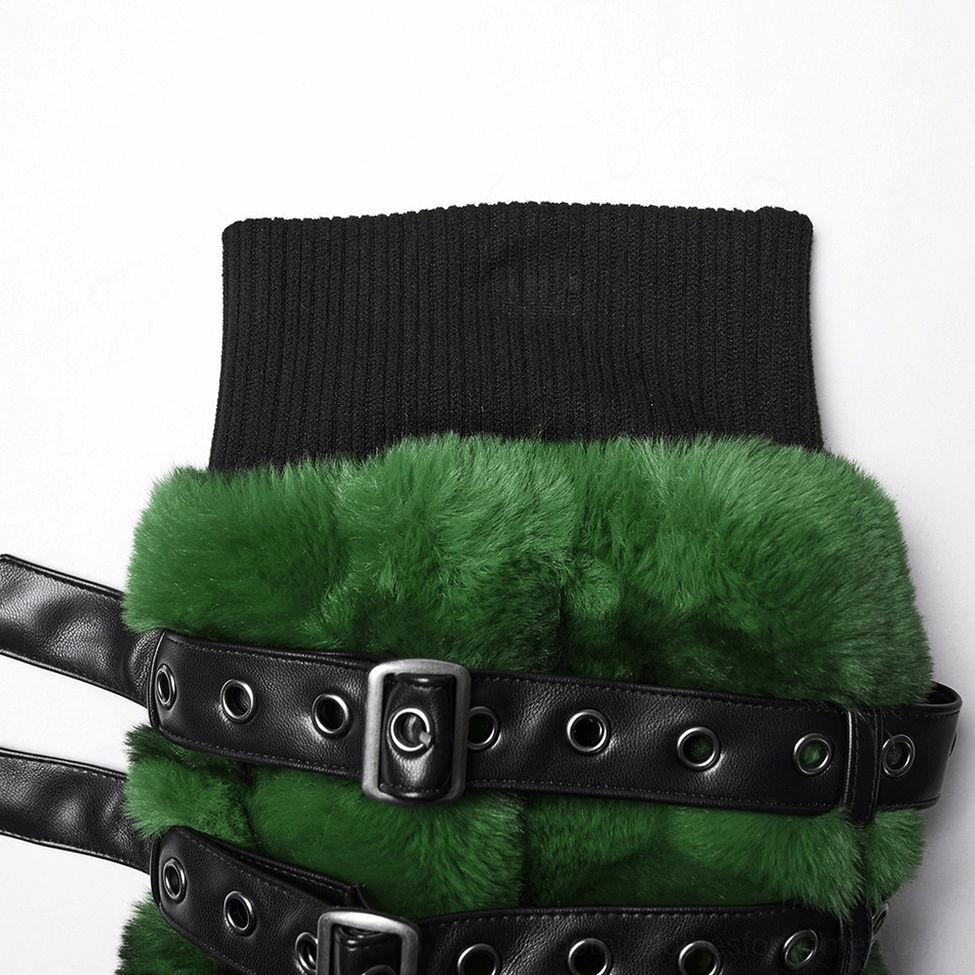 Close-up of leg warmer top showing black ribbed cuff and dual adjustable buckle straps
