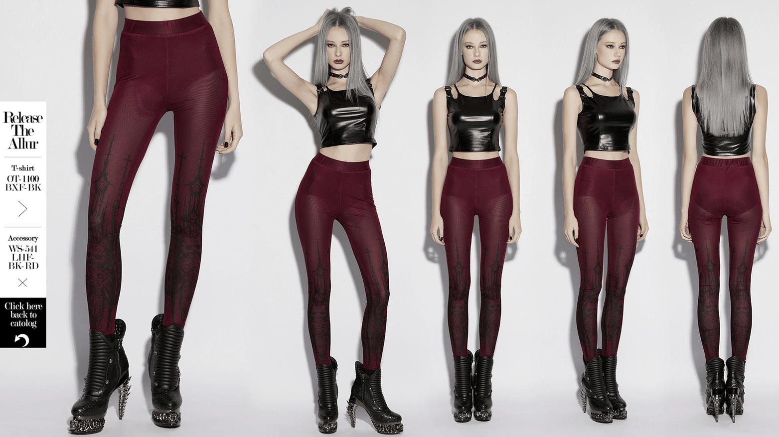burgundy gothic mesh leggings complete outfit styling goth fashion inspiration