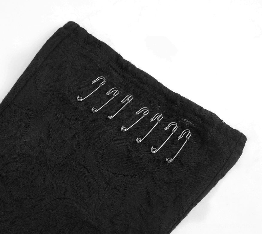 Black gothic long sleeve top with face-covering neckline and form-fitting silhouette, front studio shot