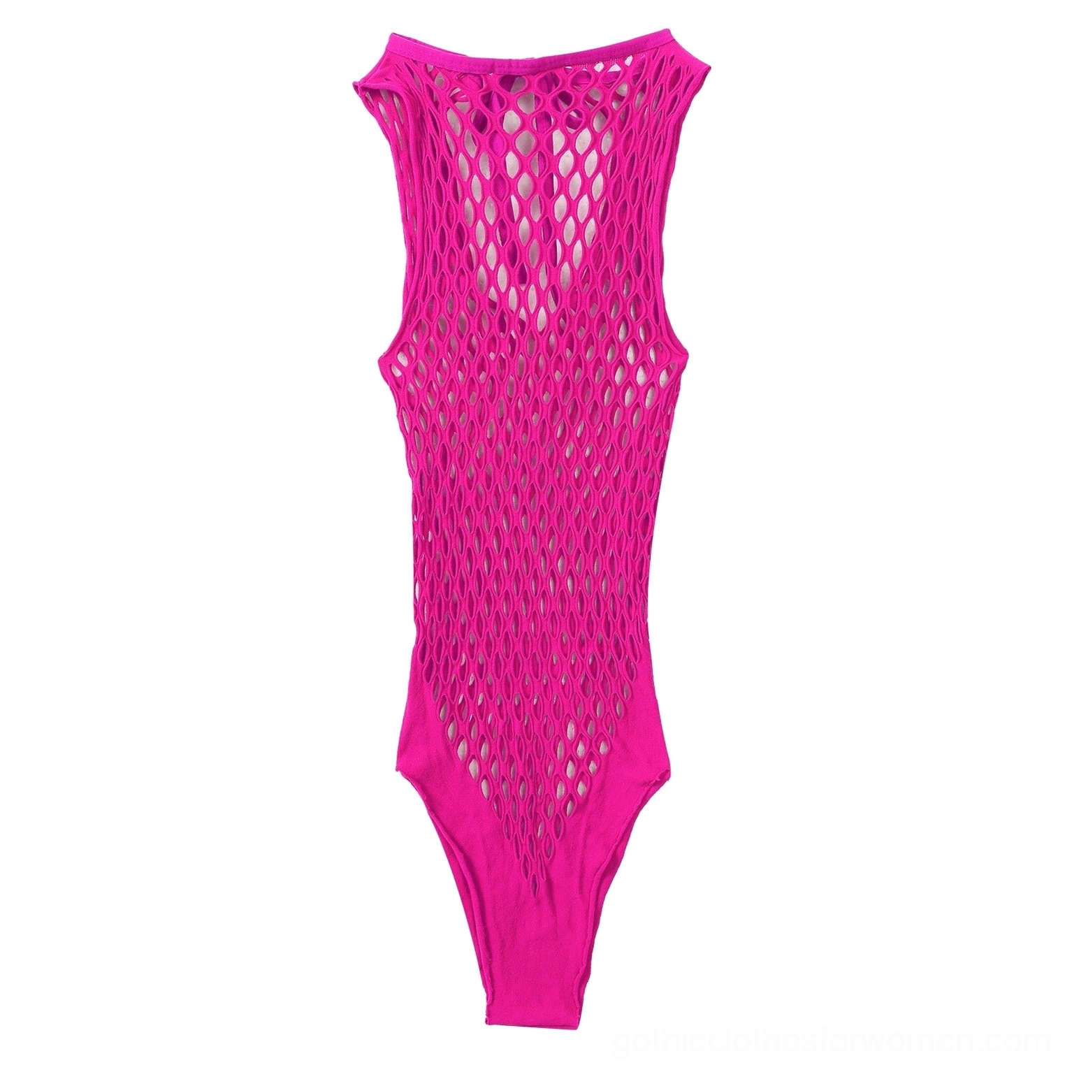 Gothic mesh bodysuit bottom hem detail high cut design