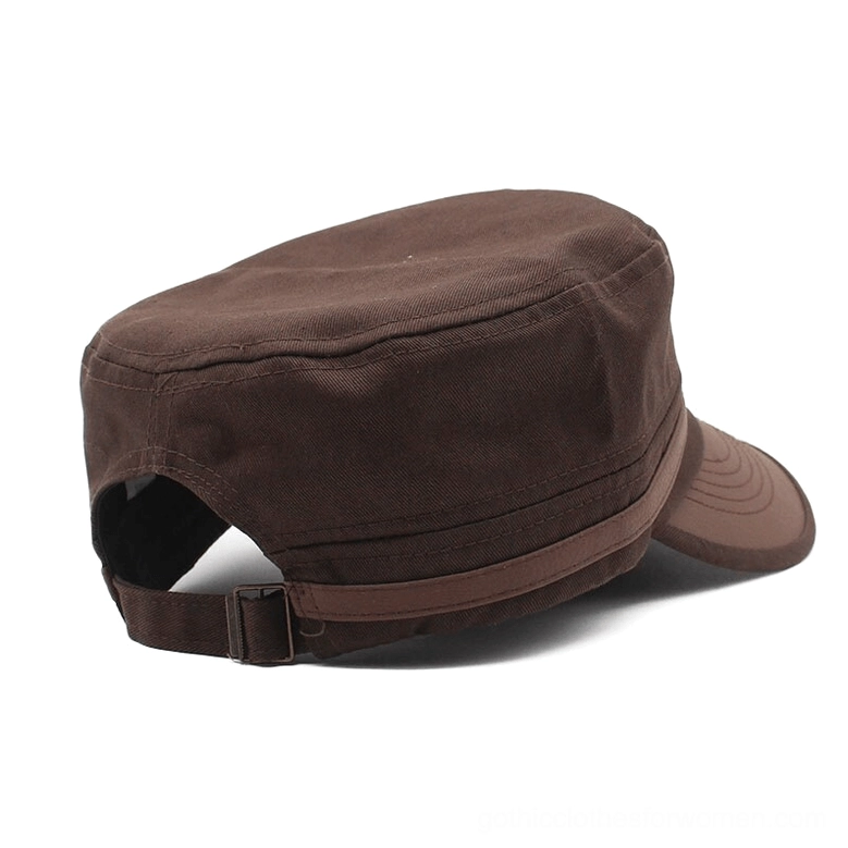 Gothic military flat-top caps in multiple colors showing color variations