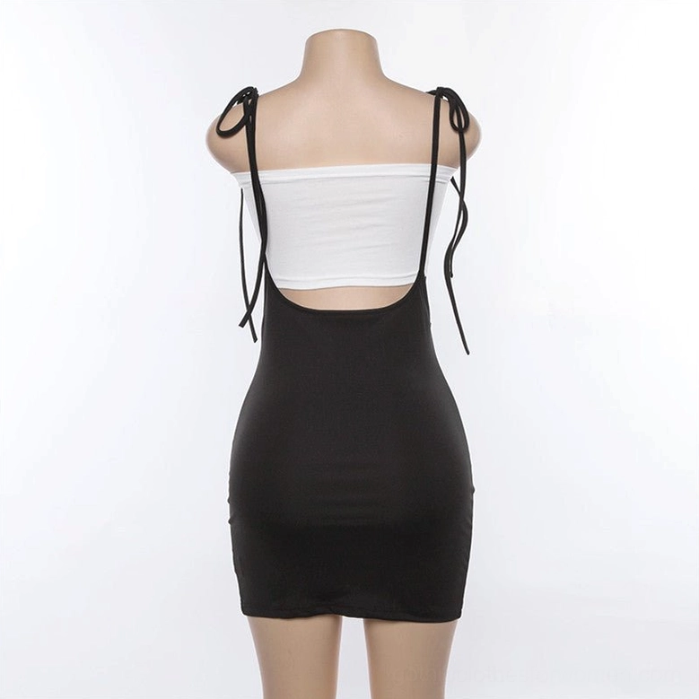 Gothic mini skirt with open back detail on dress form back view