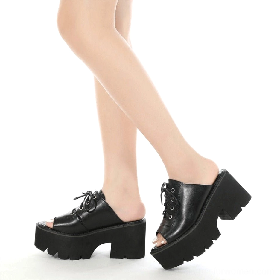 Platform mule sandal paired styling suggestion for gothic alternative fashion outfits