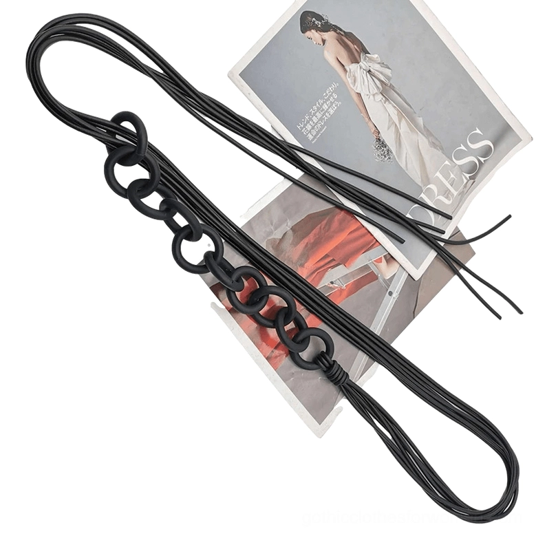 Handmade black gothic necklace versatile multi-wear style with combined chain and tassel design lifestyle shot