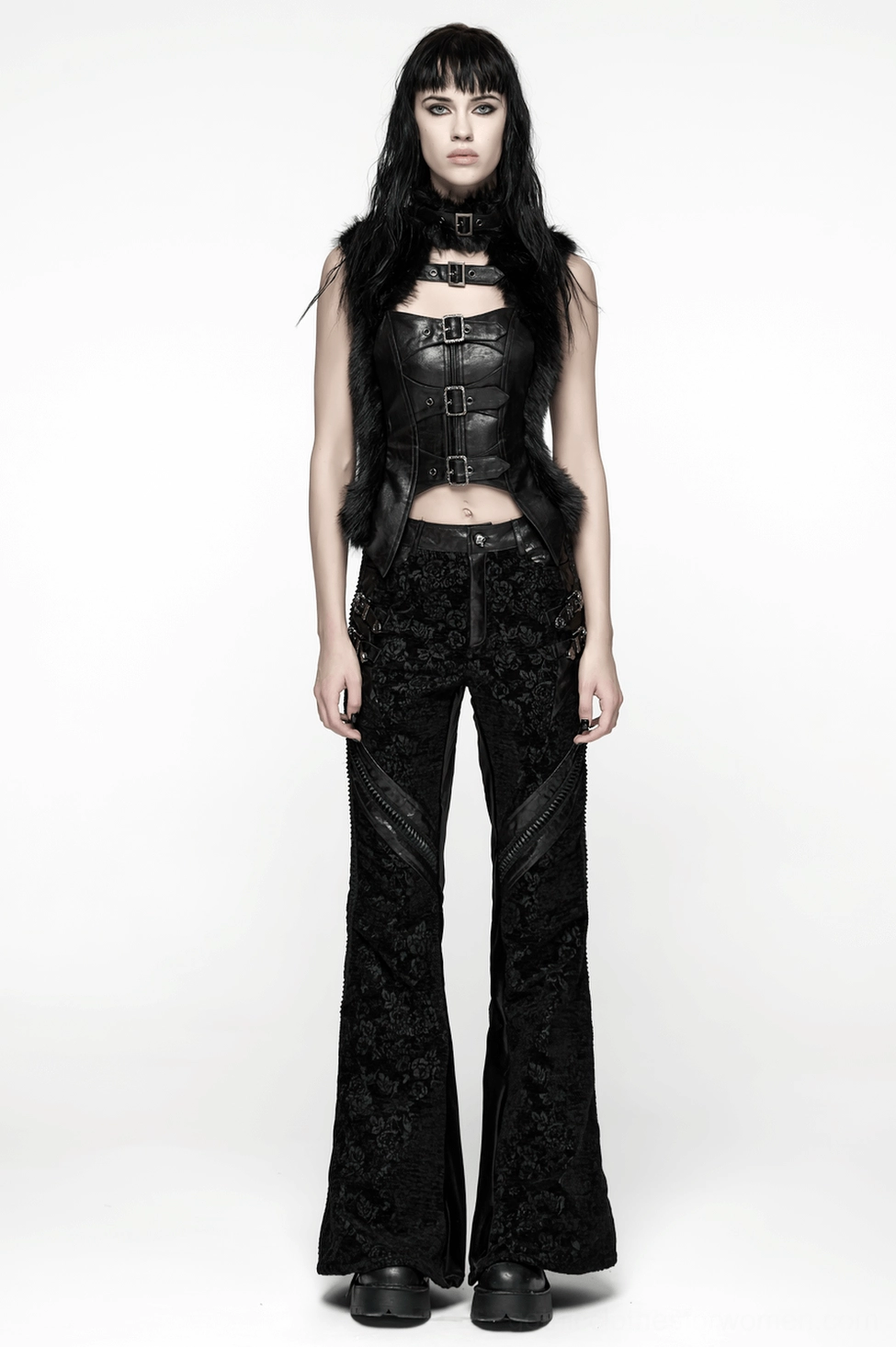 Gothic pants lace accent detail - side seam lace integration, ethereal dark romantic design element