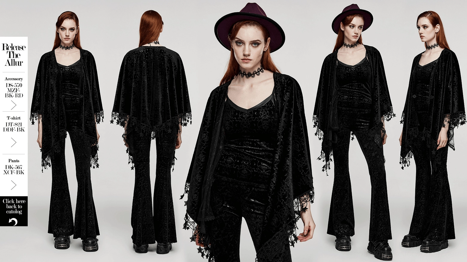 Gothic occult pentagram cape in premium black velvet with star tassels and lace inner lining
