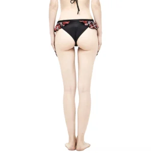 Scottish tartan ruffled cheeky swim briefs back view with tie closure, high-cut gothic style