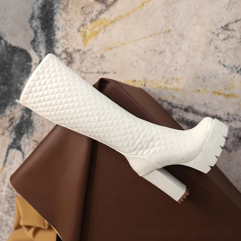 Gothic platform boots complete styling view showing heel elevation and overall construction