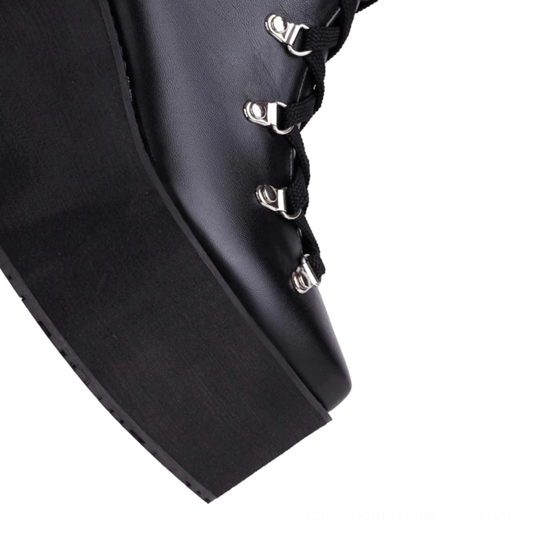Gothic platform boots thick wedge sole side view showing solid construction