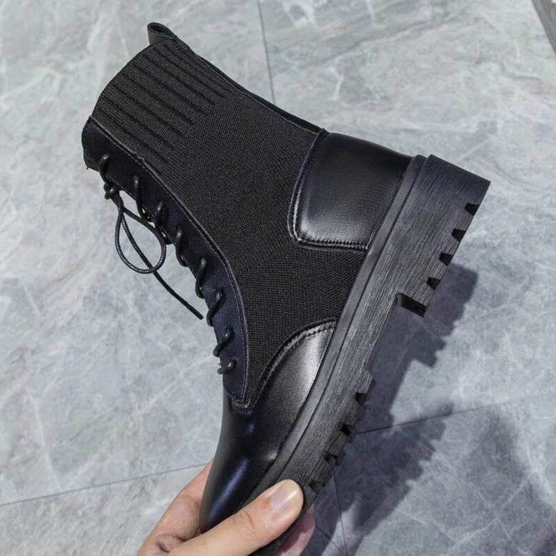 Women's black gothic platform combat boots - lace-up ankle boots casual alternative style footwear