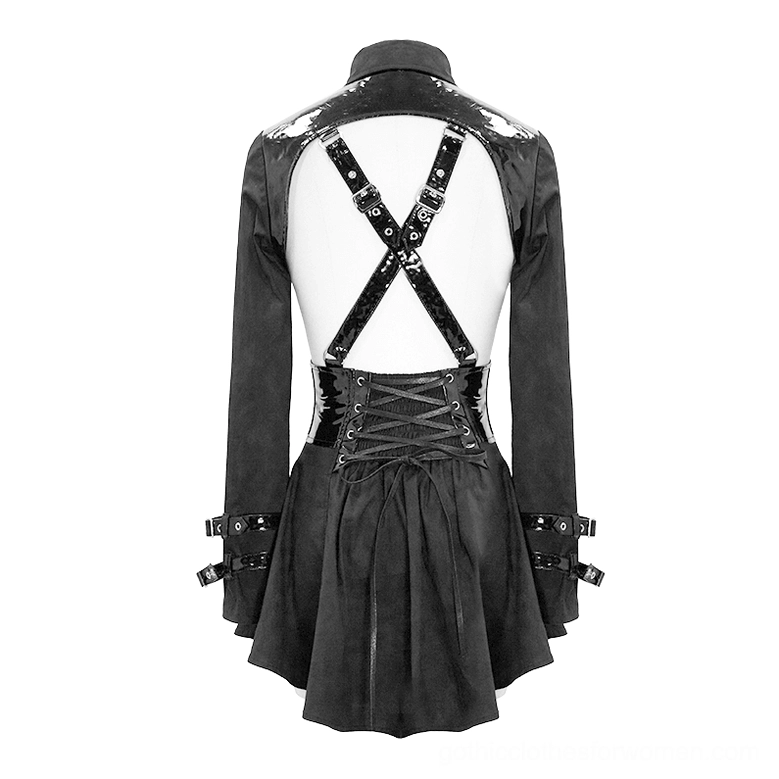 Gothic punk blouse back - adjustable lace-up straps and corset waist mannequin