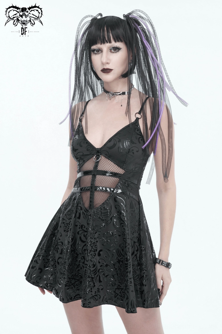 Gothic punk v-neck mini dress artistic photography dark fashion statement