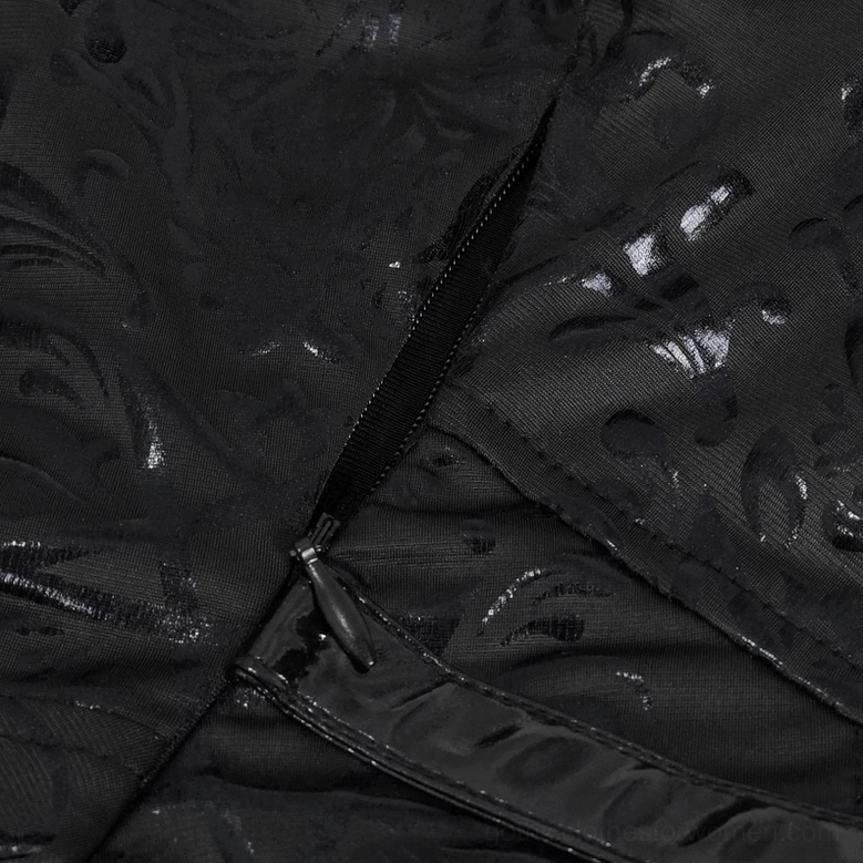Black gothic punk mini dress texture flat lay embossed pattern synthetic leather