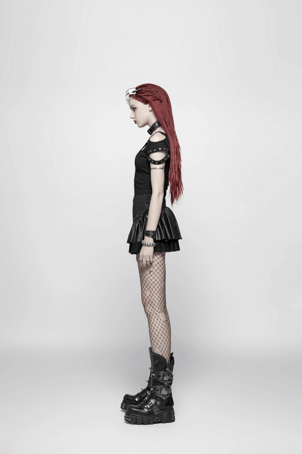 Black gothic lace ruffle mini skirt comprehensive view of design elements and construction quality