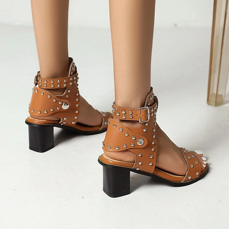 Gothic studded open-toe sandals perfect for alternative fashion styling and darkwave aesthetic occasions