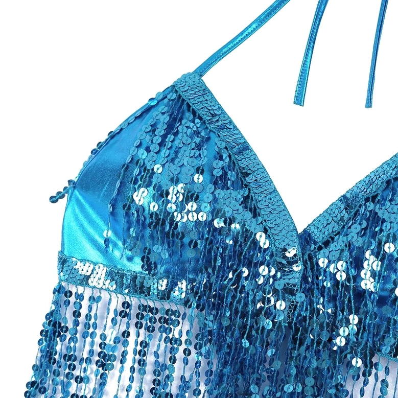 Gothic sequin crop top front view showing sequin placement