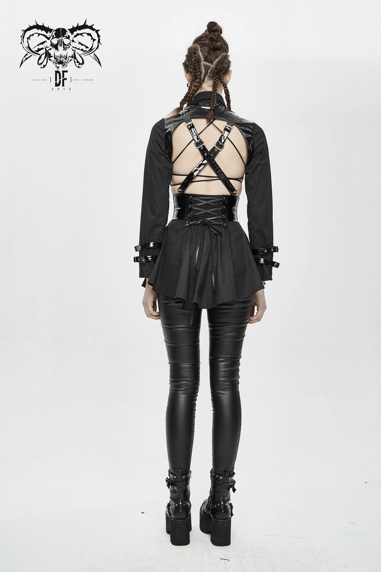 Gothic shirt construction detail - lace-up back mechanism and seam craftsmanship