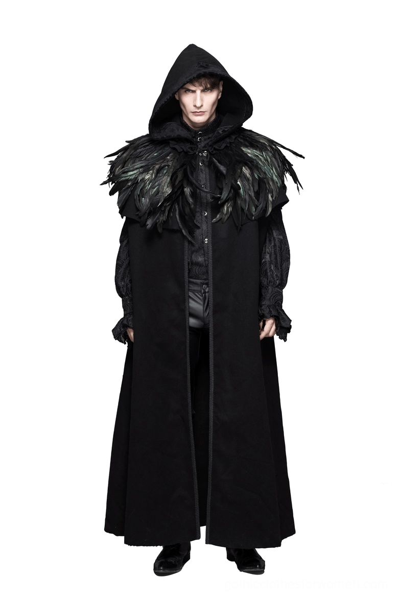 Unisex gothic shoulder cape with black feathers alternative dark fashion styling piece
