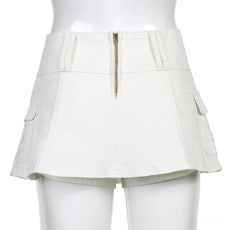 Gothic cargo mini skirt waistband and empire fit detail showing high-waist silhouette