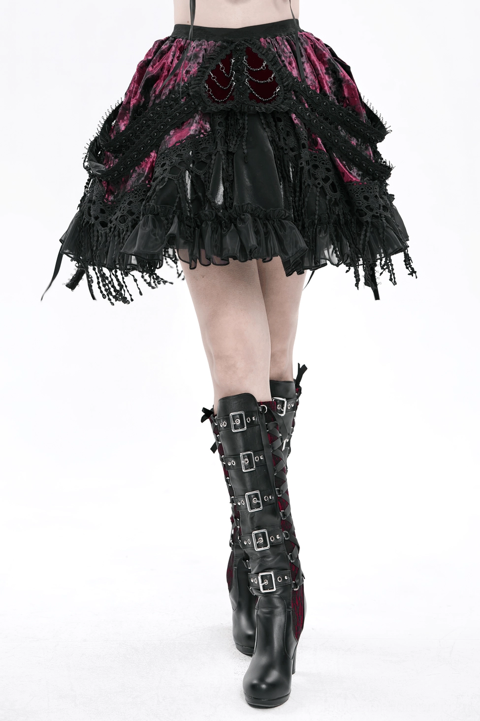 Gothic layered skirt showing decorative ornament details and Victorian-inspired embellishments