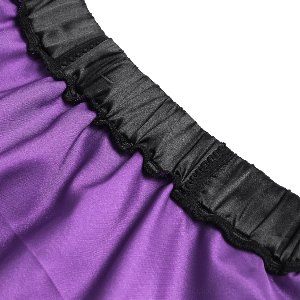 Purple plaid and black sequin mesh gothic skirt ensemble view emphasizing rich color palette and luxurious layered fabric construction