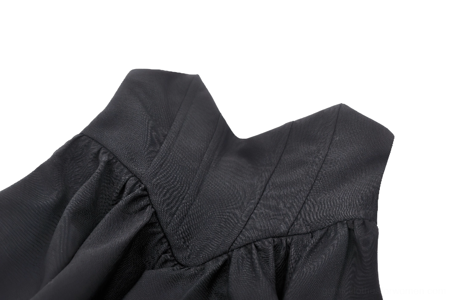 Close-up detail of gothic skirt structured waist seaming and fitted bodice