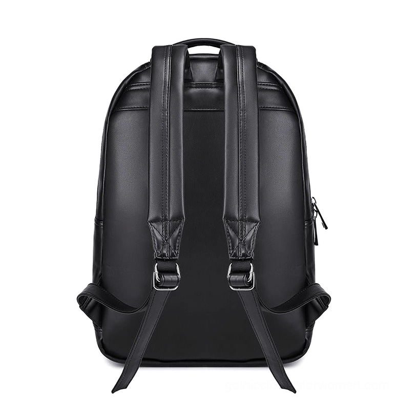 Gothic skull laptop backpack showing interior compartments and organization features, functional alternative design