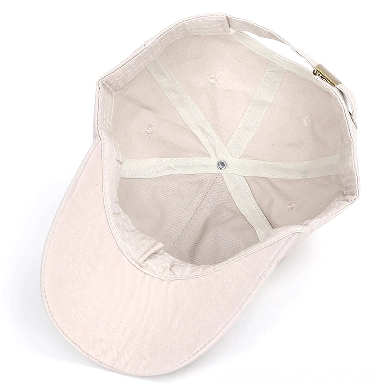 Interior view of khaki gothic skull cap showing six-panel cotton construction stitching