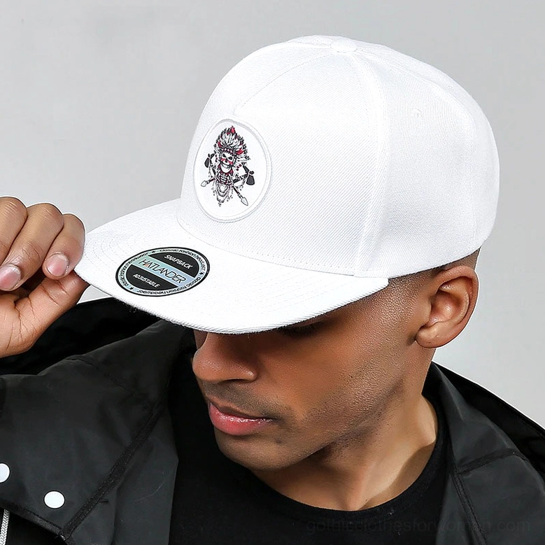 Gothic skull snapback baseball cap alternative fashion - lifestyle styling perspective