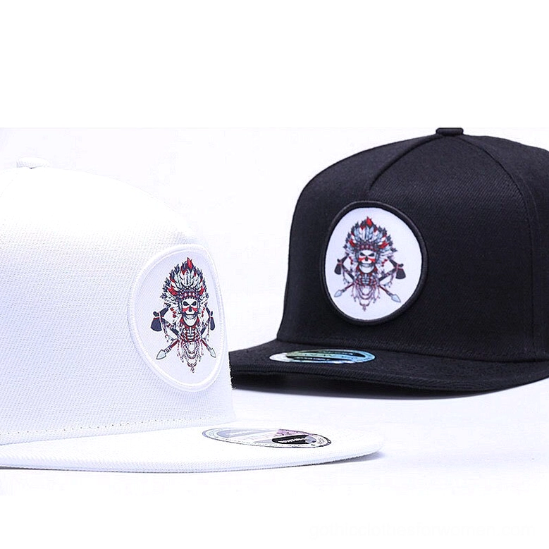 Two gothic snapback baseball caps set - side by side display black and white options