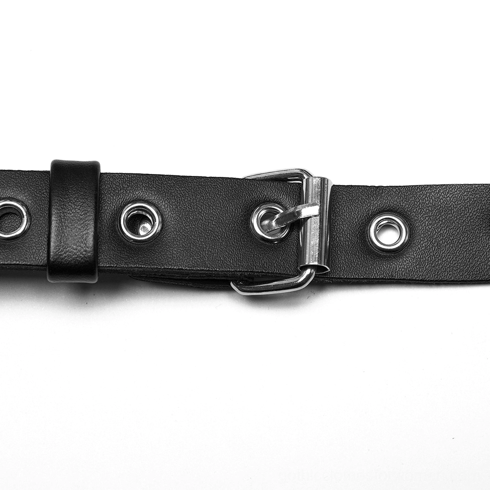 Spiked halter harness with silver chains alternative view, gothic punk style women's accessory