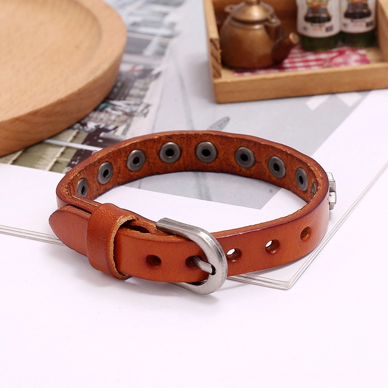 Gothic star leather bracelet materials and construction quality showcase with multiple color options visible
