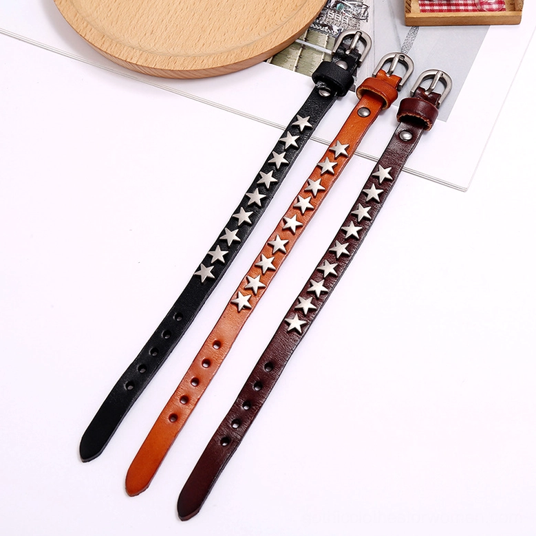 Gothic star leather bracelet worn styling inspiration showing punk rock and alternative fashion aesthetic