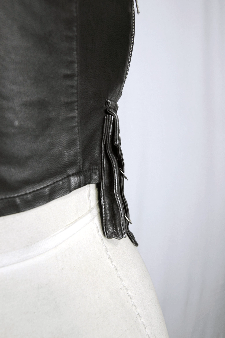 Gothic steampunk PU leather vest styled with alternative fashion accessories and gothic jewelry