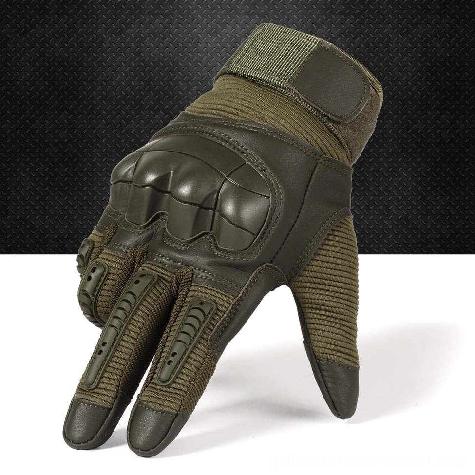 Gothic-inspired tactical gloves with hard knuckle protection for combat and outdoor activities