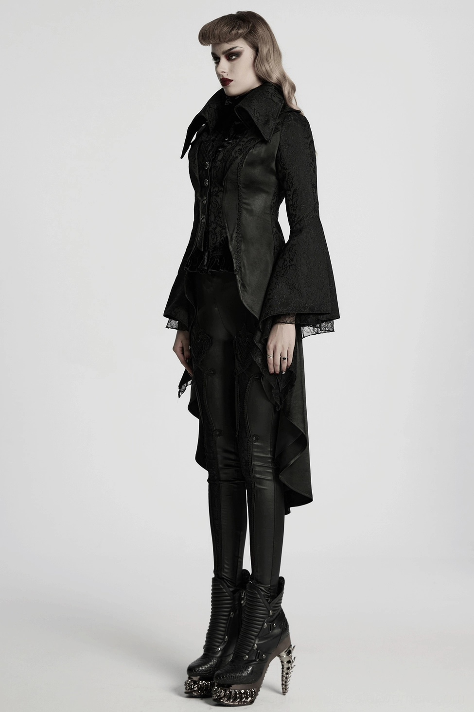 High-low gothic tailcoat movement and bell sleeve drape demonstration