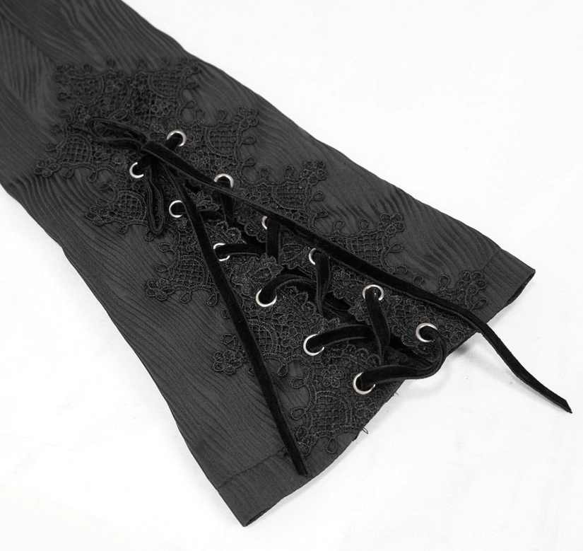 Gothic Tailcoat Cuff Detail - Lace-Up Corset Design and Embroidered Trim Close-Up