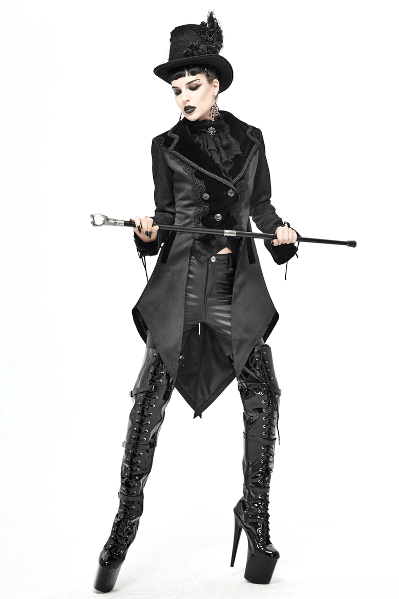 Victorian Black Tailcoat with Silver Buttons - Formal Alternative Fashion Piece