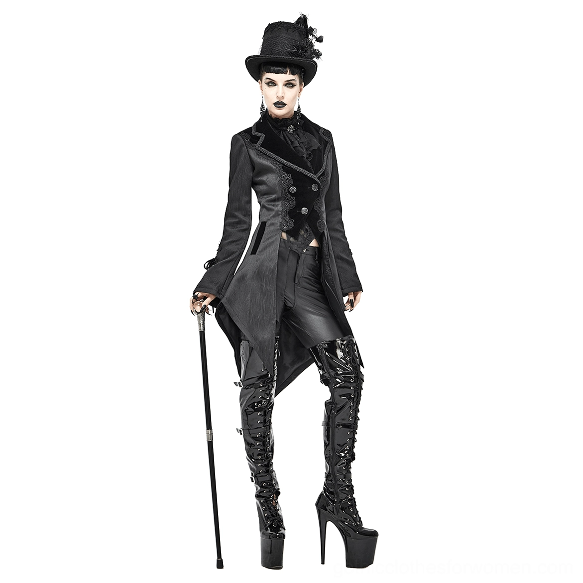 Black Gothic Velvet Tailcoat - Alternative Fashion Statement Piece