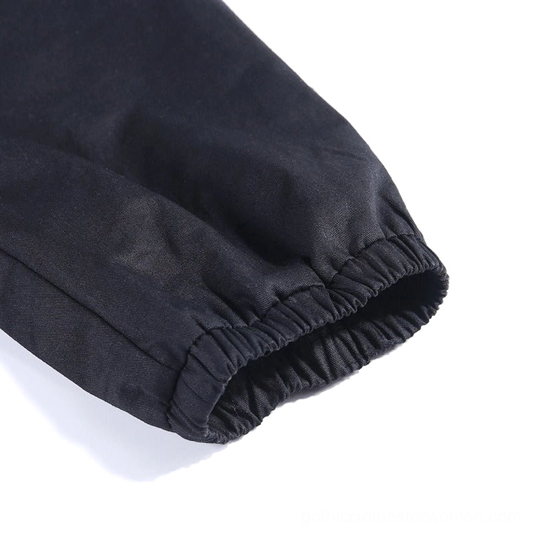 High-waist pleated gothic cargo pants women - full length alternative fashion trousers with tapered ankle