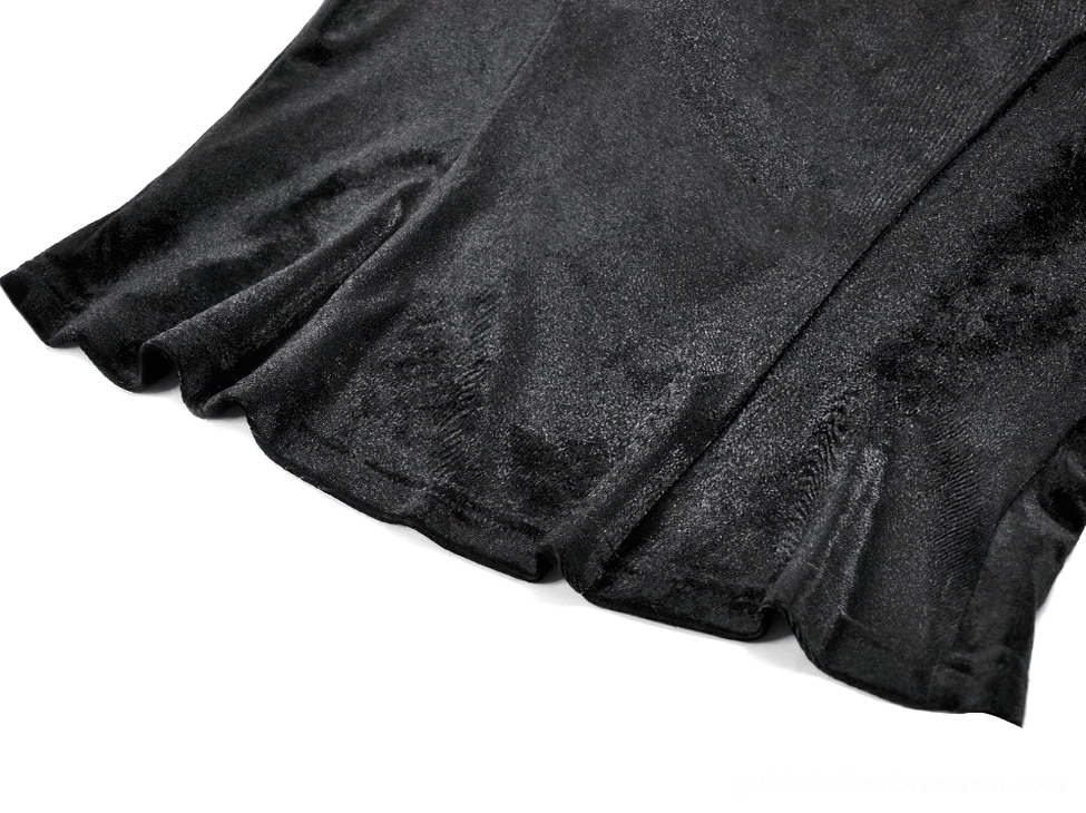 Gothic velvet bell sleeve top styled with alternative fashion accessories and dramatic gothic aesthetic