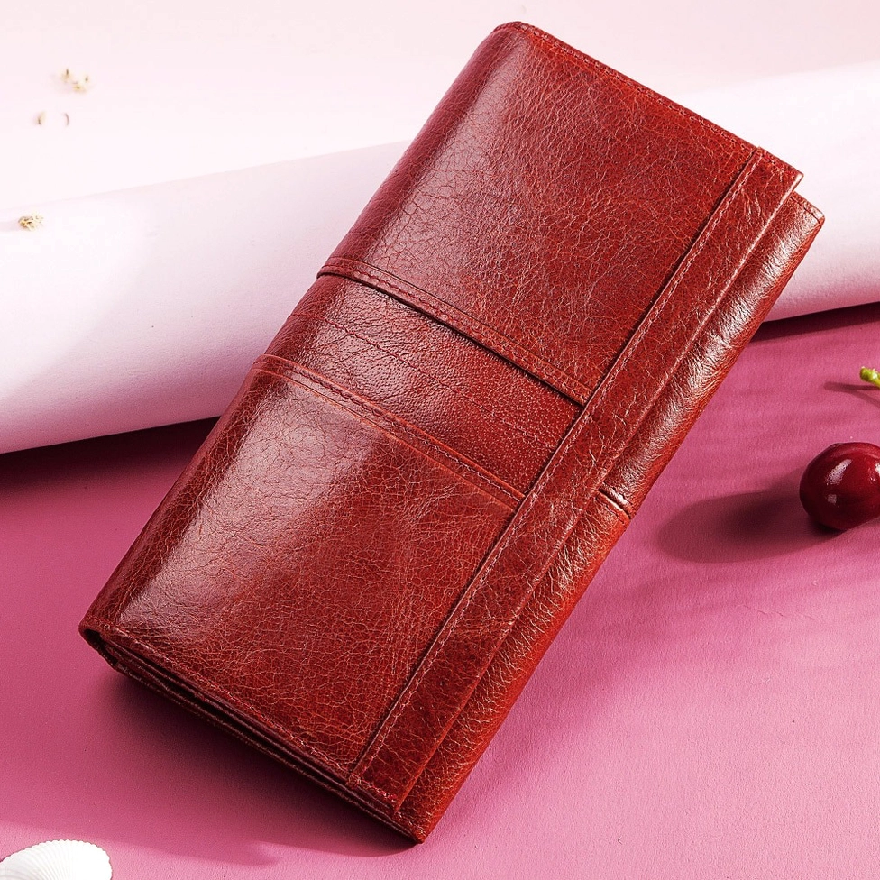 Gothic long leather wallet clutch lifestyle styling - authentic dark romantic aesthetic accessory for women who embrace alternative fashion