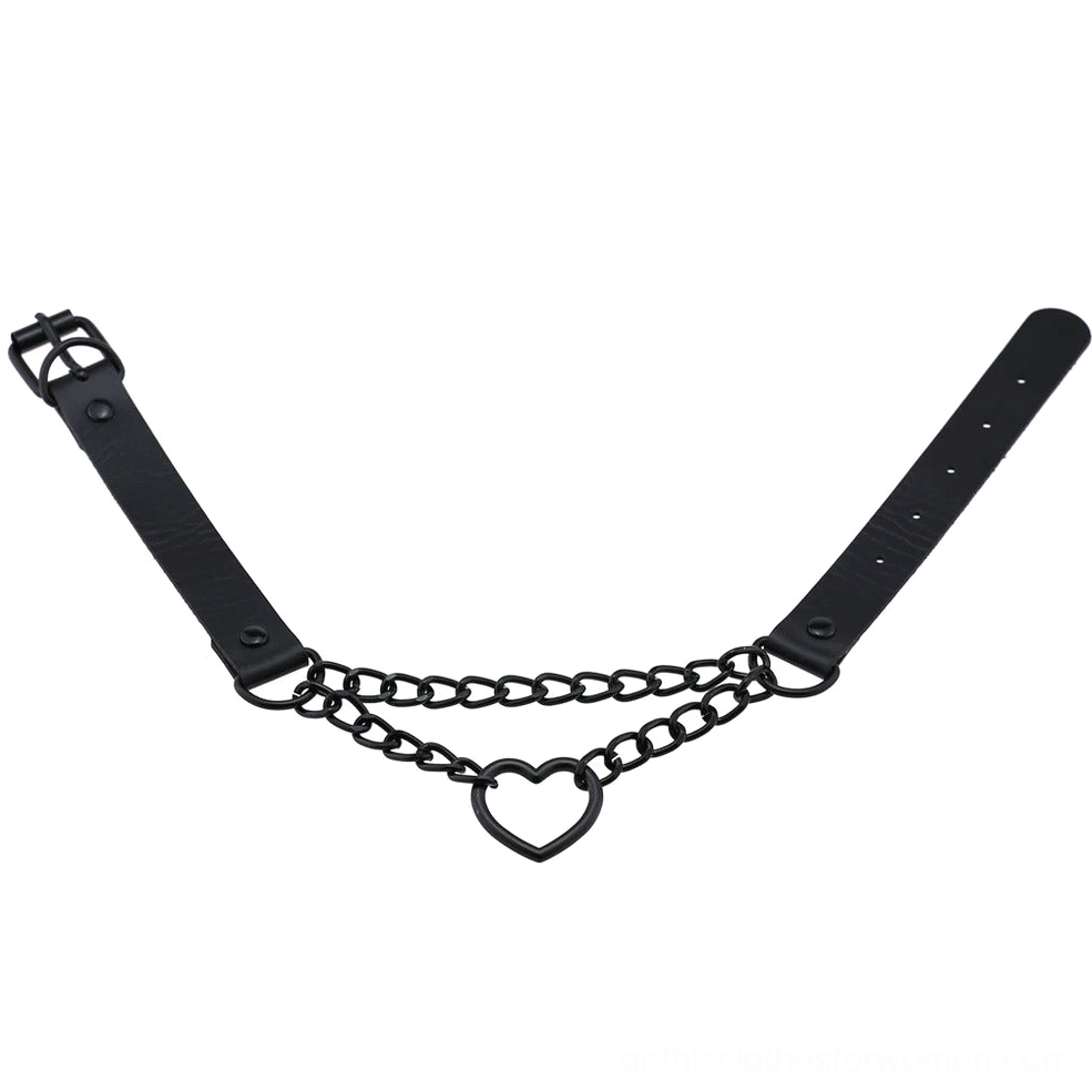Multiple color variants of heart choker necklace displayed together showing available options