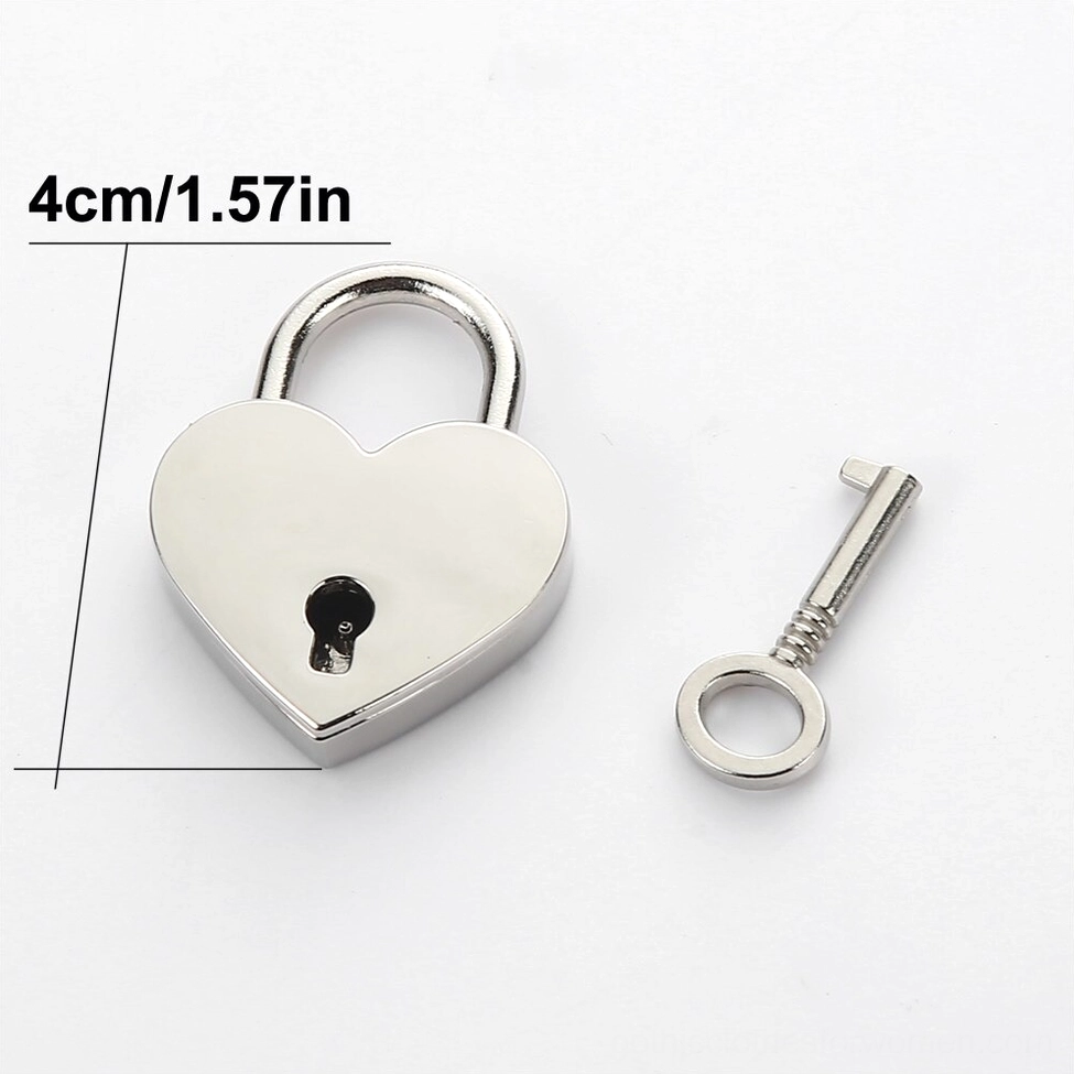 Silver heart-shaped padlock pendant with matching key for gothic spiked choker necklace