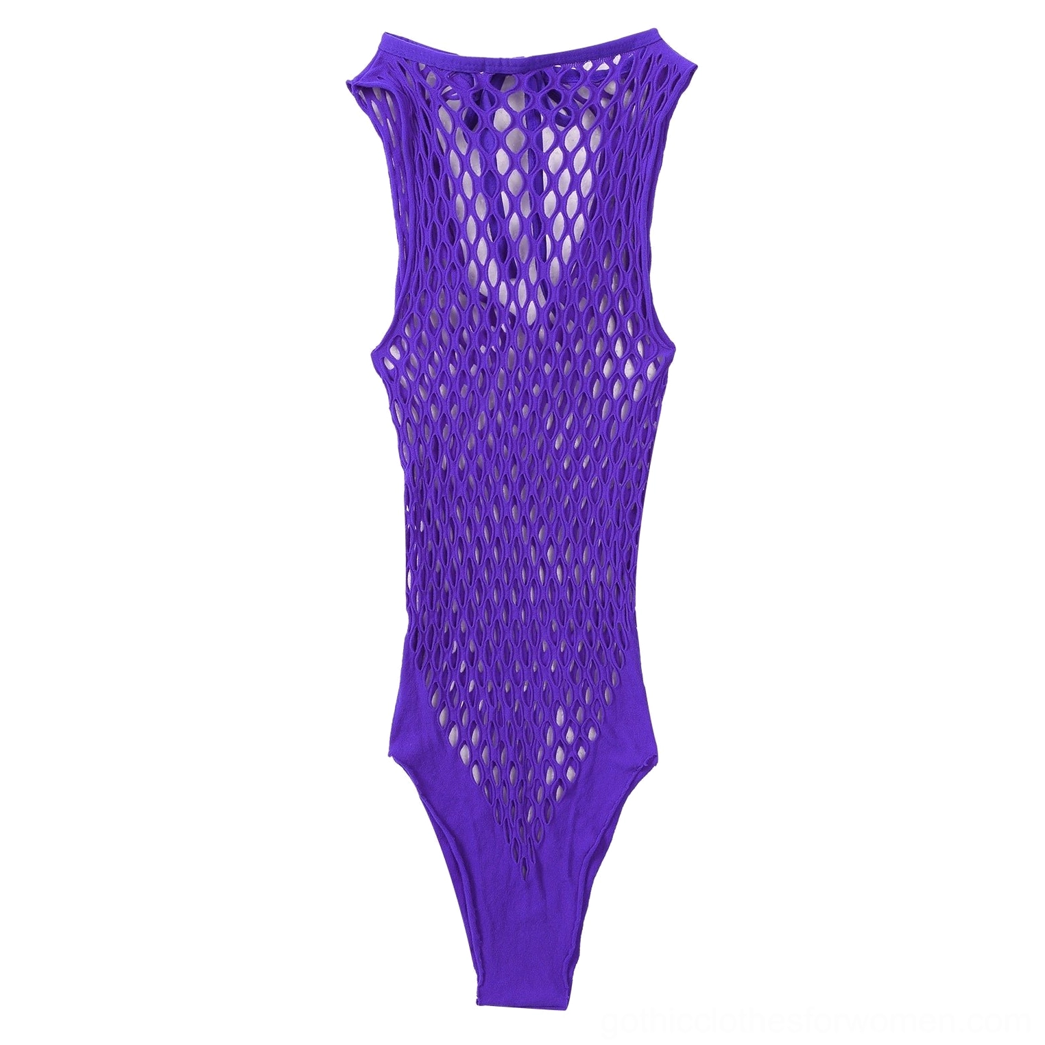Hollow net bodysuit paired with leather jacket alternative fashion
