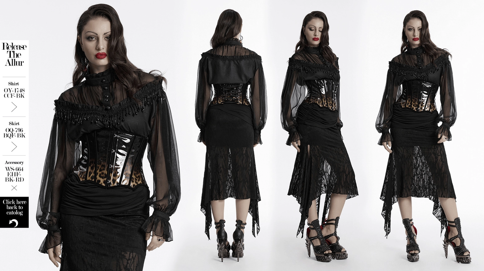 Leopard print patent leather gothic corset detailed view of vertical paneling architecture and construction quality
