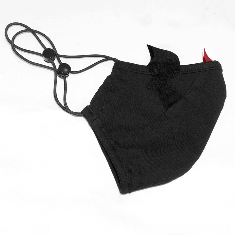 Adjustable black elastic cord with metal buckle clasp for gothic face mask ear strap system